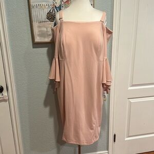 R&M Richards • Blush Cold Shoulder Ruffle Dress • Sz 18W • NWT!